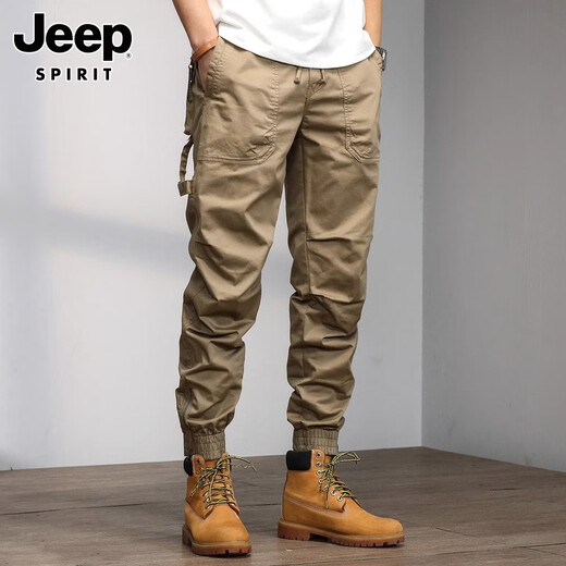 JEEP SPIRIT Jeep American retro work pants men's spring and autumn new casual pants outdoor sports wear-resistant long pants 679 khaki regular 31 (recommended 123-133Jin [Jin equals 0.5 kg])