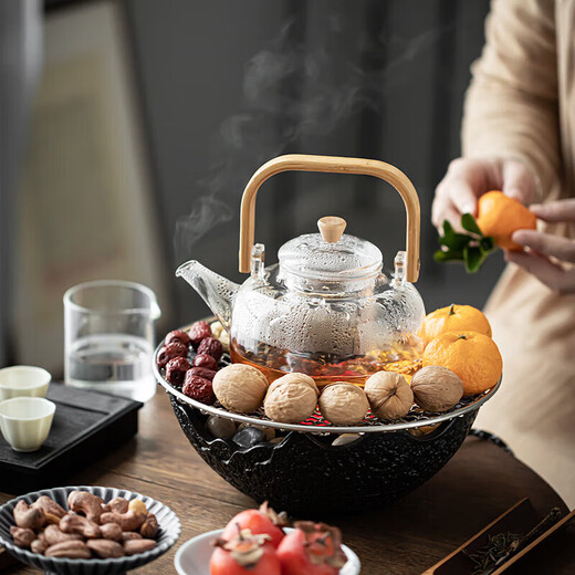 WINTERPALACE furnace-made tea home indoor full set wine-cooking electric ceramic stove roasting tea stove boiling water tea-making set glass teapot electric ceramic stove + mesh + stone + glass pot 1000ml