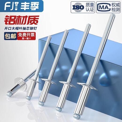Fengji national standard aluminum large cap blind rivets round head open type large head rivets large flat head automotive rivets M4*16*12 20 pcs