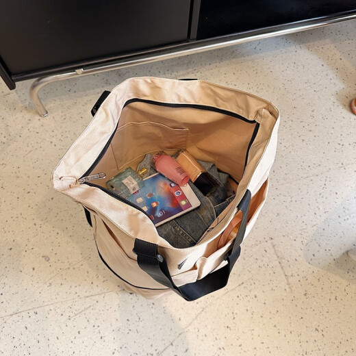 Yueji Travel Bag Universal Wheel Supermarket Shopping Bag Grocery Bag Folding Portable Large Tote Bag Tug Bag Luggage Bag Khaki 4 Wheels (Detachable Wheels) Large