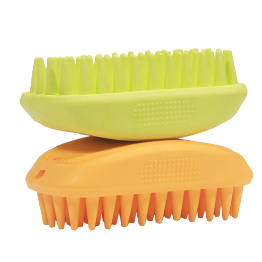 Dudu pet dog bath brush, rub bath and bath tool, Teddy Cokin hair special pet cleaning supplies, dog washing brush, fresh green + mango yellow, 1 each
