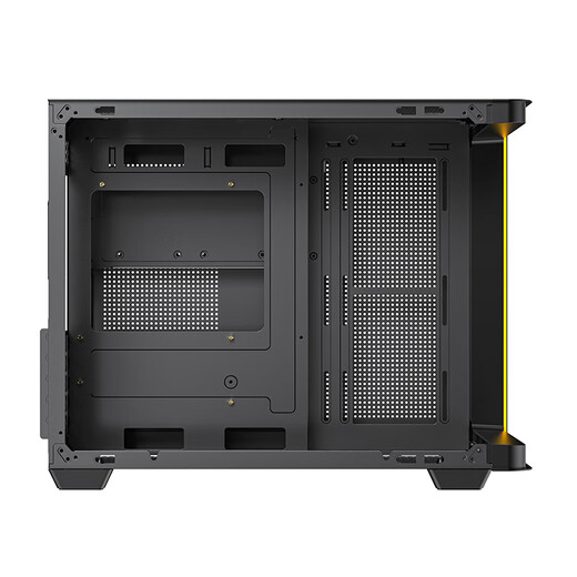 AOC Zhentian Bow CG355 schwarzer MATX-Desktop-Computer mit Meerblick, integriertes gebogenes Glas/360-Grad-Wasserkühlung/ARGB-Lichtleiste/linkes und rechtes Fach/Schnellverschluss-Design