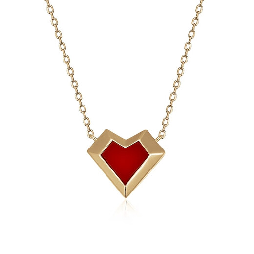 Caizhi Sumerian Love 18k Gold Red Love Necklace Women's Clavicle Chain Pendant Gift (Ready Stock) Sumerian Love - Large 18k Gold Necklace