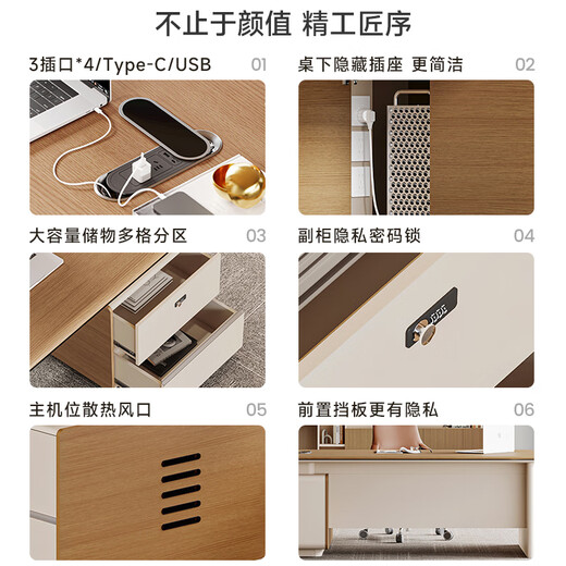 Zhongsheng Office Furniture E0 level light luxury desk boss desk and chair combination simple modern financial desk supervisor manager desk desk 2.2 meters boss desk + boss chair