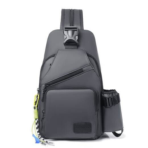 Kangaroo Men's Fashionable, Casual, Versatile and Comfortable New Large Capacity Shoulder Diagonal Water Cup Bag Outdoor Sports Chest Bag Black Single Bag