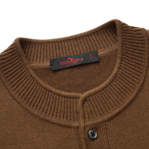 Qipai cashmere Henry collar sweater for men 24 autumn and winter new business casual sweater anti-wrinkle men's sweater brown 170
