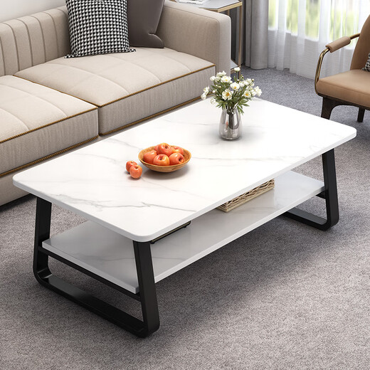 Shanshan wood art coffee table living room household double-layer light luxury coffee table small apartment modern simple small tea table multi-functional sofa side table