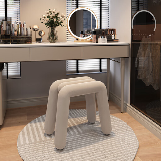Seaworthy dressing stool bedroom dressing table stool modern simple light luxury Internet celebrity makeup chair manicure and shoe changing stool milk white 55cm