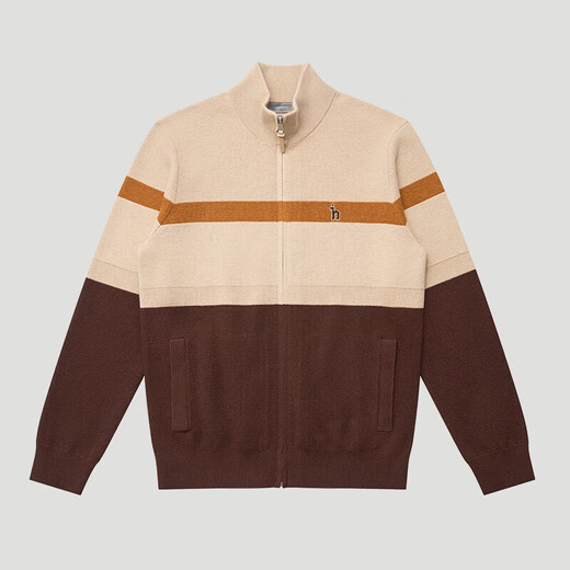 HAZZYS Men's Autumn and Winter Men's Sweater Jacket Striped Stand Collar Zipper Cardigan Men's ABYZD0ADX56