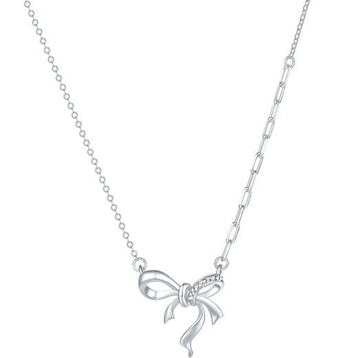Saturday Fu PT950 platinum necklace for women platinum pendant bow birthday gift B0614839 40+5cm about 2.98g