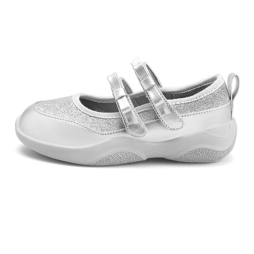 Saturday (St&Sat) children's shoes, girls' small leather shoes, 2025 spring new style fashionable princess shoes, performance shoes, girls and children's shoes, dancing stars silver 32, inner length about 20.7cm