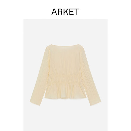 ARKET Women's Pleated Waist Belted Long Sleeve Top Light Beige Autumn New Style 1324552002 Light Beige 38 165/88A