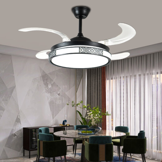CHUBAN living room chandelier modern Chinese style inch new Chinese style ceiling fan lamp silent home living room dining room bedroom fan chandelier 42 inch frequency conversion + three-color dimming