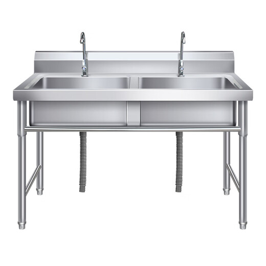 304 stainless steel vegetable sink commercial thawing three buckets hotel sink simple laundry pool school three sinks 2 pools double pool 120X60X80cm06 thick