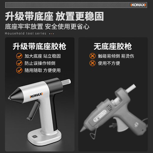 Komax lithium electric hot melt glue gun handmade glue stick household small hot melt glue gun wireless industrial grade high power advanced gray lithium electric glue gun + 30 glue sticks