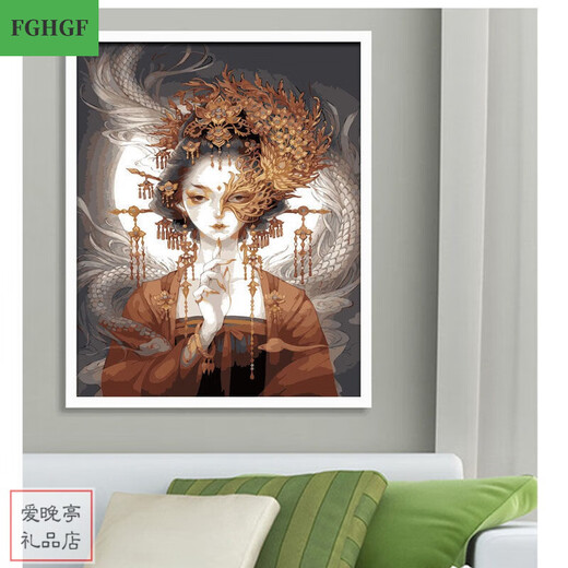 SARTILL DIY digital oil painting 40x50 send easel to students coloring hand-painted landscape flowers and figures living room 5184 half-face makeup 40x50 stretch thin inner frame + paint brush