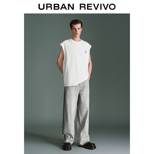 UR2025 Frühling Neue Männermodie Street Casual Kontrast Druck Loose Weste Umm450022 Buch Weiß L.