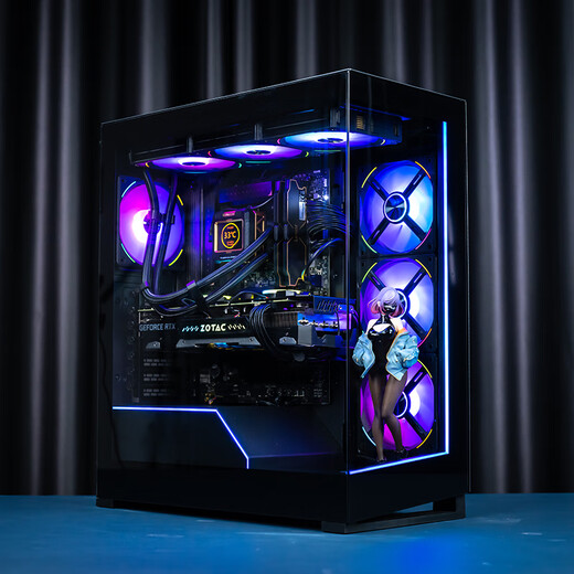 PHANTEKS Storm Chaser NV5S schwarzes, säulenfreies Zimmer-ATX-Desktop-Computergehäuse mit Meerblick (360 Wasserkühlungspositionen/ARGB-Doppellichtleisten/treiberlose Lichtsteuerung/Typ-C/5090-Grafikkarte)