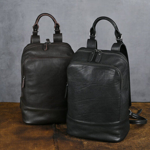 NFSN europeo y estadounidense retro retro de hombros para hombres de la mochila de la cabeza de la cabeza de la cabeza de la cabeza de vaca gran capacidad mochila de viajes casuales para hombres regalo 1392 negro+
