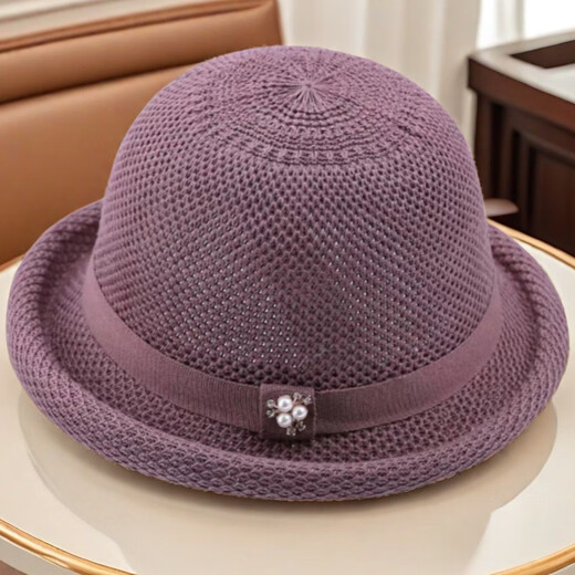 Woodpecker Thin Knitted Basin Hat Women's Fashion Versatile Hollow Top Hat Sun Hat Sun Protection Hat Leather Pink M (56-58cm)