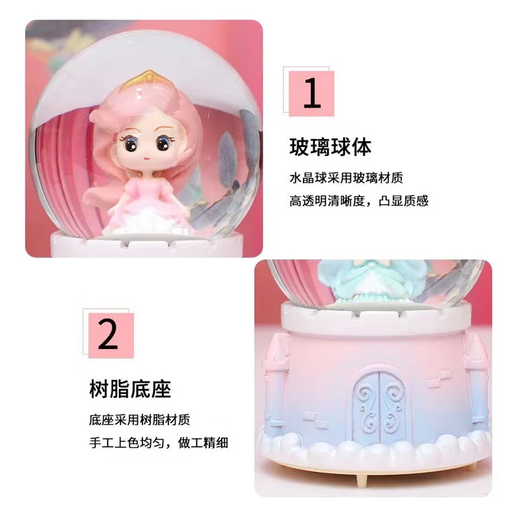 Yuanzhou Green Children’s Day Music Box Crystal Ball Music Box Girls Spielzeug Little Girls Geburtstagsgeschenke 7-14 Jahre Automatisch Schnee schweben mehrere Musik bunte Lichter 3-14 Jahre