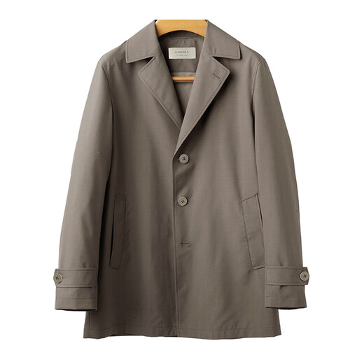 GORNIA men's business windbreaker wool lapel fashion middle-aged mid-length business jacket GBS22142280 coffee color L