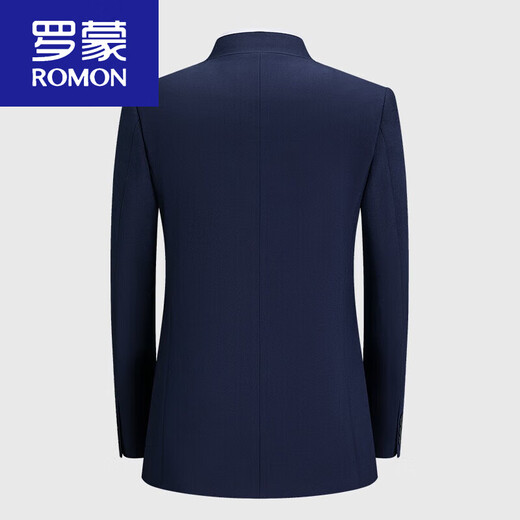 Luo Meng Men's Chinese tunic suit for young men, slim-fitting Chinese stand-collar suit, Tang suit, stretch fabric, Chinese style two-piece suit HD5396723 royal blue top + pants 185C