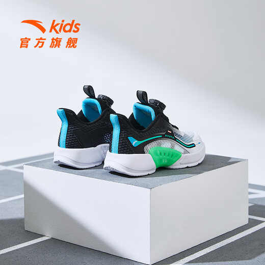 
Anta children's sneakers men's children's shoes 2024 spring and summer new knob button button net leather comfortable and fashionable casual shoes children's shoes [transparent net] white/black/blue 9904-1 28