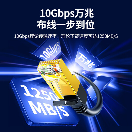 
Green Connection Class 7 network cable pure copper CAT7 10 Gigabit shielded network connection cable 1 meter Computer broadband household gaming e-sports twisted pair cable compatible with 2.5g finished jumper 11268