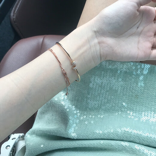 Nilan Fat Donglai same style 18k rose gold bracelet simple double layer women's anklet women's moissanite bracelet rose gold 18cm