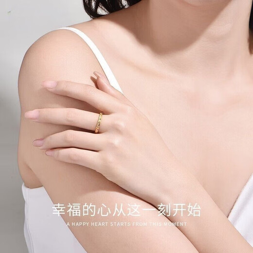 YOK足金色999足银5D包银爆闪碎碎冰戒指女新款活口圈送女友七夕礼物 【加厚不加价：剩829件】*碎冰冰 #加粗加.厚#1.68#q【送礼#盒】抢