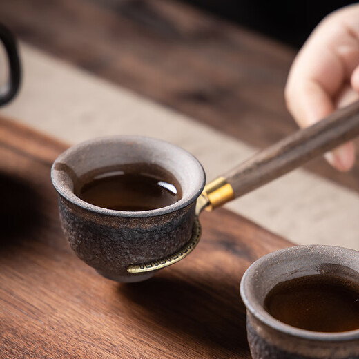 Six Gentlemen of Gold-Inlaid Jade Tea Ceremony, Walnut Wood Kung Fu Tea Set Accessories, Tea Clamps, Tea Spoons, Tea Needles, Su Chuang Tea Ceremony, Six Gentlemen