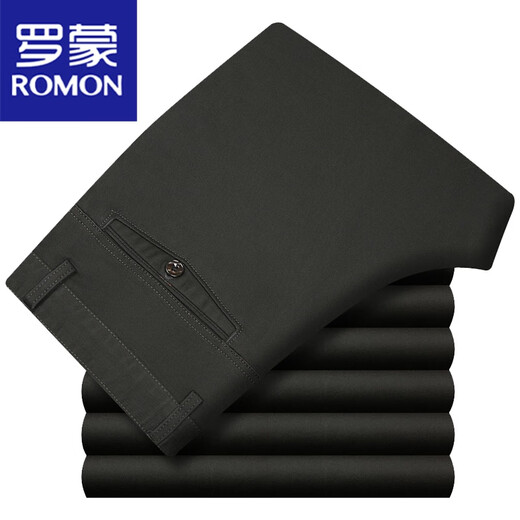罗蒙（ROMON）夏季高男士休闲裤中老年高腰直筒春秋季厚男裤爸爸裤子 薄款13601灰白色 31码(2尺4)腰围