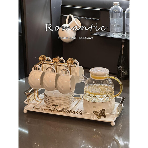 
Chuangjingyi chooses high-quality light luxury teapot Qipai high-value afternoon tea set style exquisite glass fruit flower candle plus high-value tea set 9-piece set [691] gift box set