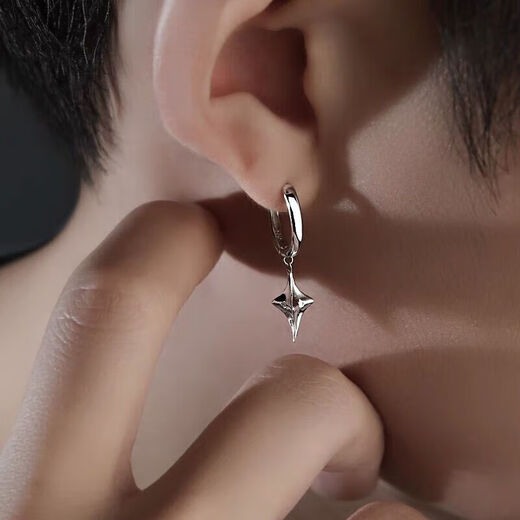 Beautifully made earrings for men, niche personality earrings, handsome earrings, simple earrings, temperament men's earrings, versatile earrings for boyfriend X063 A-star earrings, a pair