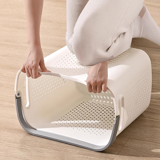 Mud quality dirty clothes basket dirty clothes storage basket household dirty clothes basket laundry basket bathroom bathroom clothes artifact laundry basket large + medium + underwear basket cream white