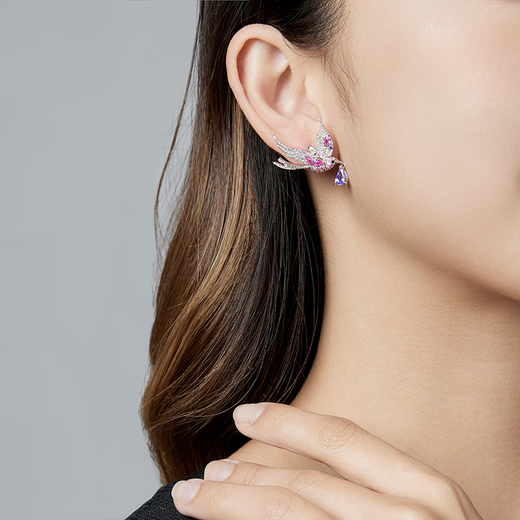 Muye Natural Colored Treasure 925 Silver Tanzanite Gemstone Earrings Magpie Earrings Original Design Colored Treasure Earrings Magpie Earrings