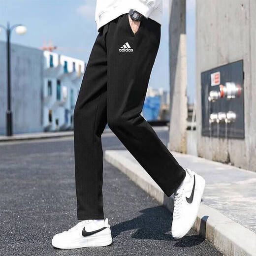 阿迪达斯（adidas）男裤运动裤子男 春夏新款休闲裤保暖耐磨透气长裤 GK9273/针织直筒/白标 2XL