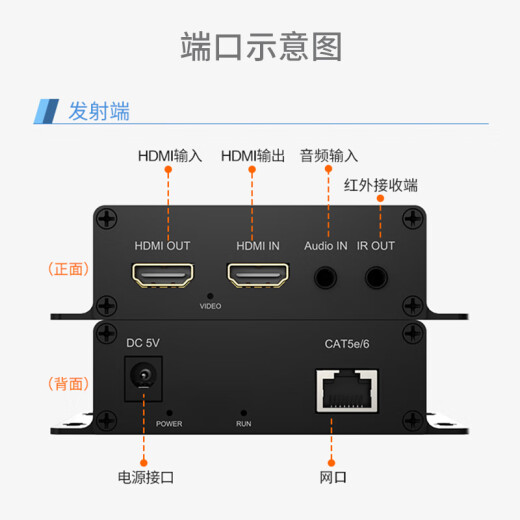 Zhongke Optoelectronics HDMI extender 200 meters network cable to HDMI converter network transmission HDMI network extender network port video signal transmitter HDMI + loop out + audio ZK-HWRA pair