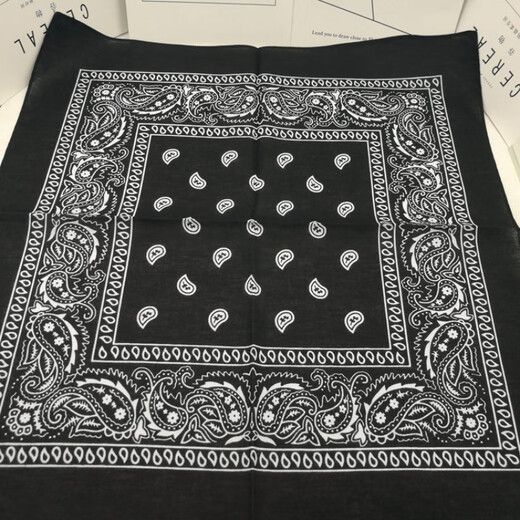 Cashew Blume Big Square Schal Hip Hop Headscarf Street Tanz Schal Männer und Frauen Koreaner Modeplatz Schal Stirnband Schal Schwarz