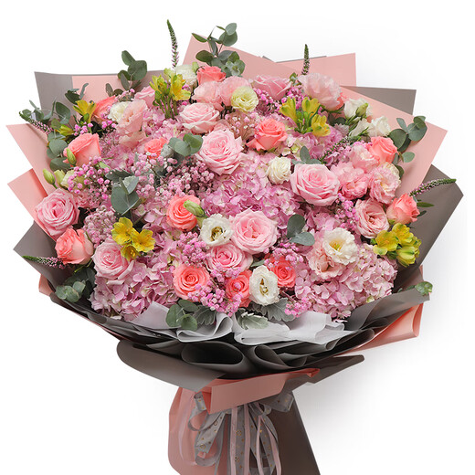 Airi flowers local express delivery giant bouquets of roses, birthday flowers, date flowers for girlfriends, gifts for besties, two-color pink roses and hydrangea mix and match large bouquets