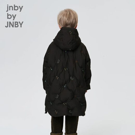 jnby by JNBY江南布衣童装冬装男女童长款羽绒服连帽刺绣图案儿童1N0C13601 001本黑 130 cm