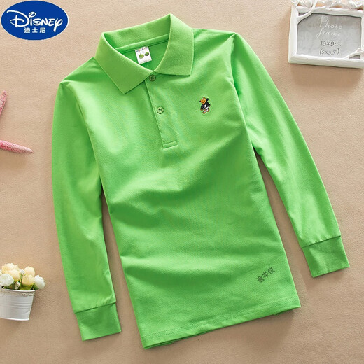 迪士尼（Disney）儿童白色T恤男童POLO衫童装打底衫纯棉翻领上衣女童秋衣校服 白色长袖9888-2 22码160cm