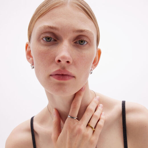 Congye plated 18K gold star series ring casual simple fresh exquisite three-dimensional women's steel color #50mm (total weight about 1.5g)