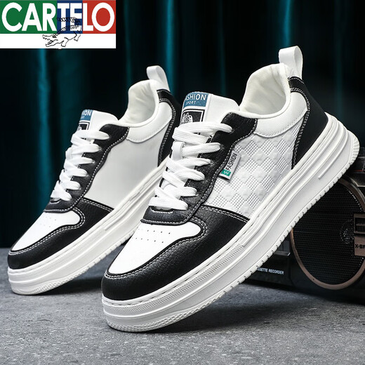 
CARTELO men's shoes 2023 new summer height-enhancing shoes for men versatile invisible height-enhancing shoes for men 9913-1 white and black invisible height-enhancing shoes for men (recommended to add 39