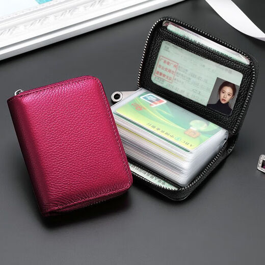 NEUE High-End-Kuhläppchen-Leder Textur für Männerkartenbeutel für kleine ultradünne antimagnetische Bankkarte Clip ID-Kartenkartentasche Schwarze 20 Kartenpositionen + 2 Spiegelfensterpositionen