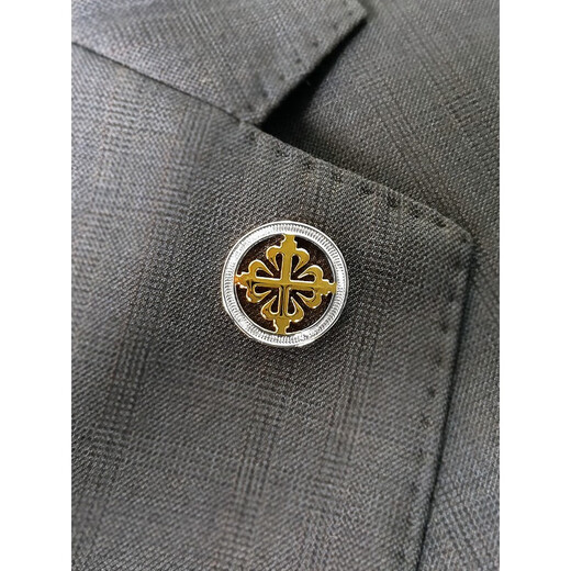 QUAMER gold store high-end men's brooch, light luxury iris collar pin, business suit, suit accessories, iris brooch (1 floating gift box)