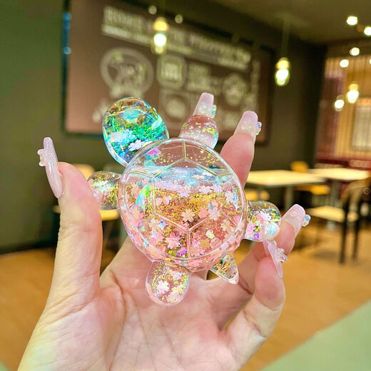 夜光流沙小乌龟摆件对对碰可爱仿真动物玩偶桌面摆件玩具女孩子 5.6cm流沙乌龟【紫色】