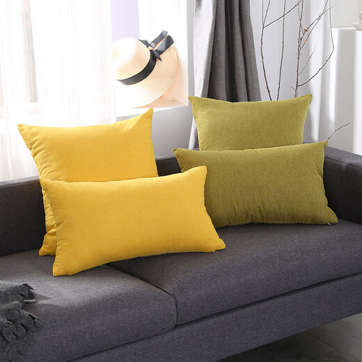 Bed back cushion large cotton and linen solid color pillowcase linen sofa cushion living room pillow bedside backrest light gray 50*50cm separate coat