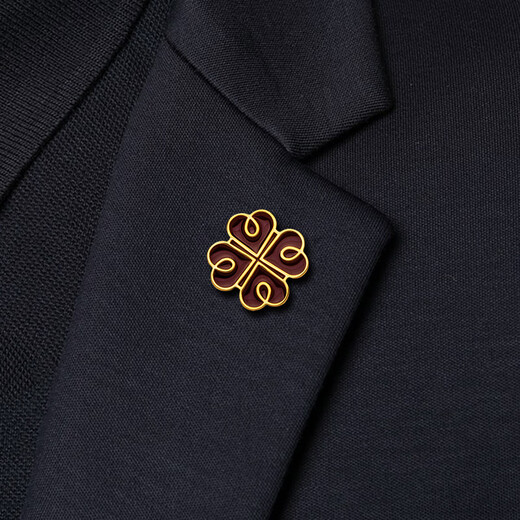 Kaflink's new brooch Wish Four Leaf Clover Badge Collar Button Collar Corner Button Men's and Women's Suit Suit Metal Badge Breast Buckle Gold Color Brooch - Wish Four Leaf Clover 1 piece